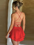 Stylish Backless Tiered Cowl Neck A-line Mini Dress