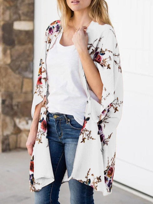 Stylish Batwing Sleeve Lightweight Printed Cardigan
