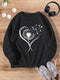 Stylish Black Dandelion Print Winter Sweatshirt with Retro Vibes