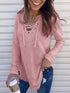 Stylish Comfortable Solid Color Tie Loose Casual V-Neck T-Shirt