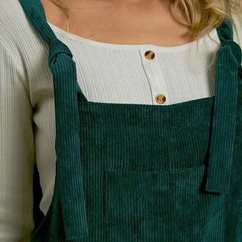 Stylish Corduroy Overall Jumpsuit with Patched Pockets for Women’s Spring & Autumn Wardrobe