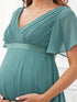 Stylish Deep V Neck Maternity Dress with Asymmetrical Hem.