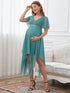 Stylish Deep V Neck Maternity Dress with Asymmetrical Hem.
