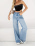 Stylish Denim Blue Wide Leg High Waist Jeans