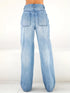 Stylish Denim Blue Wide Leg High Waist Jeans