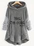 Stylish Graphic Letter Print Long Sleeve Curved Hem Button Hoodie