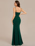 Stylish Rhinestone Adorned High Slit Evening Gown with Spaghetti Straps