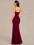 Stylish Rhinestone Adorned High Slit Evening Gown with Spaghetti Straps