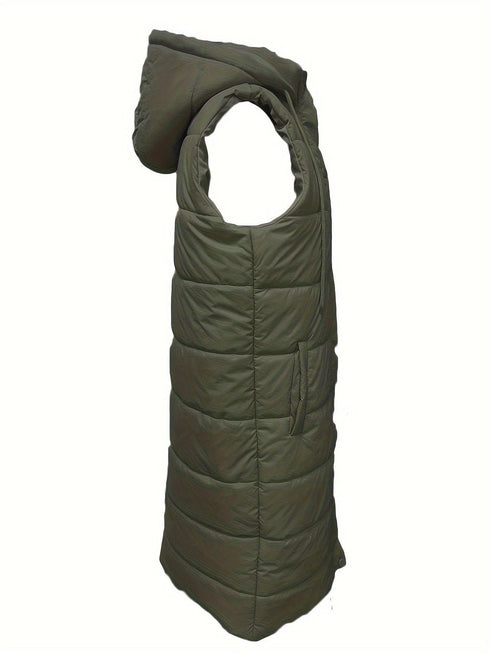 Stylish Sleeveless Hooded Chic Long Vest Coat
