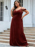 Stylish Sleeveless Shimmery A Line Deep V Neck Bridesmaid Gowns