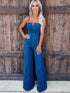 Stylish Sleeveless Suspender Jumpsuit: Chic Blue Wide Leg Jumpsuit for Women