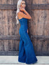 Stylish Sleeveless Suspender Jumpsuit: Chic Blue Wide Leg Jumpsuit for Women