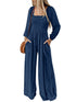 Stylish Square Neck Jumpsuit with Long Sleeves for Women's Fashion