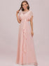 Stylish V Neck A Line Bridesmaid Gown with Ruffle Sleeves