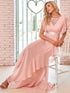 Stylish V Neck A Line Bridesmaid Gown with Ruffle Sleeves