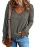 Stylish V-Neck Women's Sweatshirt - Casual Loose Fit Long Sleeve Pullover