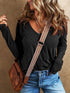 Stylish V-Neck Women's Sweatshirt - Casual Loose Fit Long Sleeve Pullover