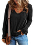 Stylish V-Neck Women's Sweatshirt - Casual Loose Fit Long Sleeve Pullover