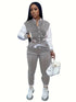 Stylish Women's Matching Set with Button-Up Bomber Jacket and Drawstring Pants