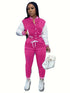 Stylish Women's Matching Set with Button-Up Bomber Jacket and Drawstring Pants