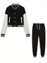 Stylish Women's Matching Set with Button-Up Bomber Jacket and Drawstring Pants