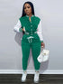 Stylish Women's Matching Set with Button-Up Bomber Jacket and Drawstring Pants