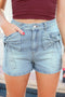 Beau Blue Bow Detail Denim Shorts with Pockets