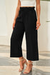 Black Paperbag Waist Straight Leg Cropped Pants