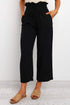 Black Paperbag Waist Straight Leg Cropped Pants
