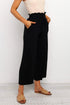Black Paperbag Waist Straight Leg Cropped Pants
