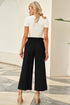 Black Paperbag Waist Straight Leg Cropped Pants