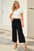 Black Paperbag Waist Straight Leg Cropped Pants