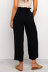 Black Paperbag Waist Straight Leg Cropped Pants