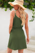 Jungle Green Textured Knit Color Block Trim Adjustable Straps Mini Dress