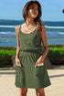 Jungle Green Textured Knit Color Block Trim Adjustable Straps Mini Dress