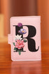 Pink Flower Letter Printed PU Leather Card Holder Bag