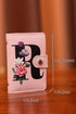 Pink Flower Letter Printed PU Leather Card Holder Bag