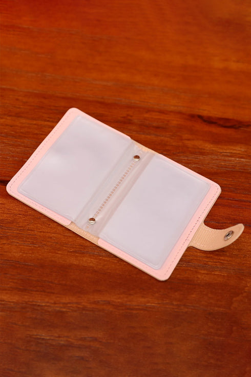 Pink Flower Letter Printed PU Leather Card Holder Bag