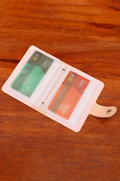 Pink Flower Letter Printed PU Leather Card Holder Bag