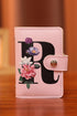 Pink Flower Letter Printed PU Leather Card Holder Bag