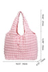 Pink Solid Color Puffy Textured Tote Bag