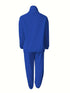 Stylish Zip-Up Sweatshirt & Solid Sweatpants Two-Piece Set