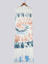 Summer White Tie Dye Maxi Dress with Cap Sleeves and Slit Detail