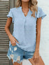 Swiss Dot V Neck Blouse with Ruffled Sleeves for Women's Spring & Summer Fashion