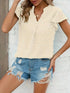 Swiss Dot V Neck Blouse with Ruffled Sleeves for Women's Spring & Summer Fashion