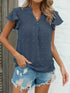 Swiss Dot V Neck Blouse with Ruffled Sleeves for Women's Spring & Summer Fashion