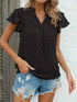 Swiss Dot V Neck Blouse with Ruffled Sleeves for Women's Spring & Summer Fashion