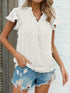 Swiss Dot V Neck Blouse with Ruffled Sleeves for Women's Spring & Summer Fashion