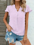 Swiss Dot V Neck Blouse with Ruffled Sleeves for Women's Spring & Summer Fashion