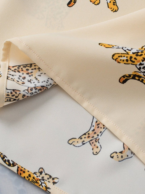 Tempting Printed Lapel Single-Breasted Long-Sleeved Blouse